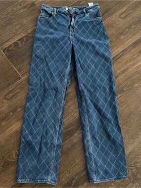 Hollister Blue Argyle Wash Mid-Rise Jeans